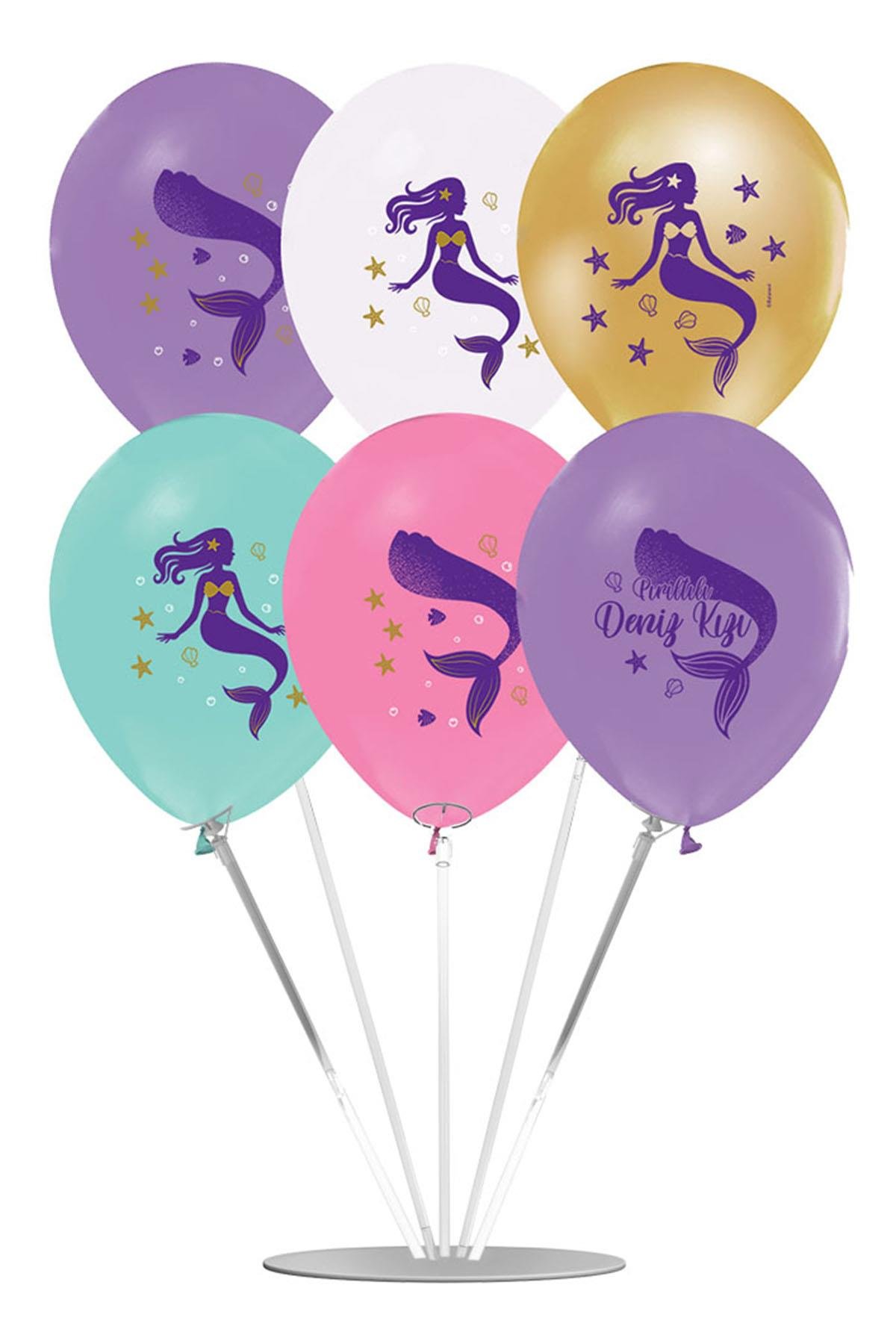 Pırıltılı Deniz Kızı Temalı Balon Stand Set 7'li