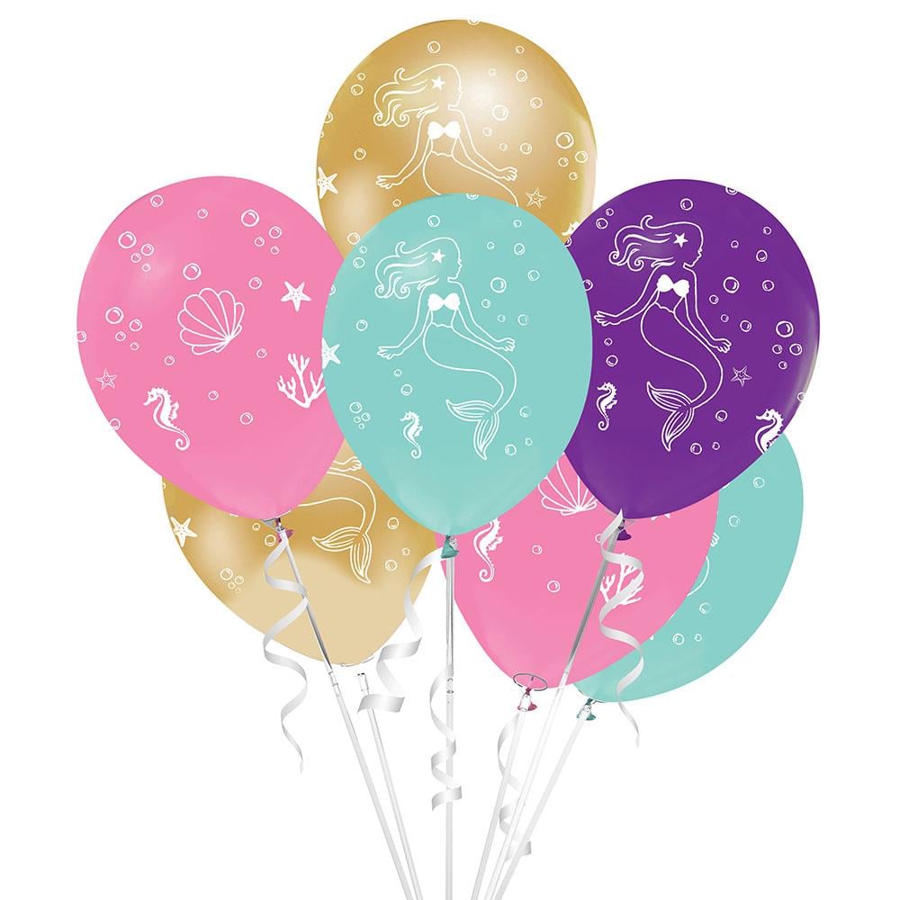 Pırıltılı Deniz Kızı Temalı Lateks Balon 10'lu