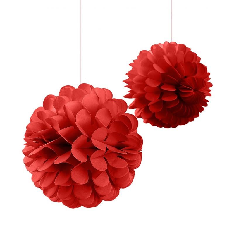 Ponpon Dekor Süs Seti Kırmızı 2'li