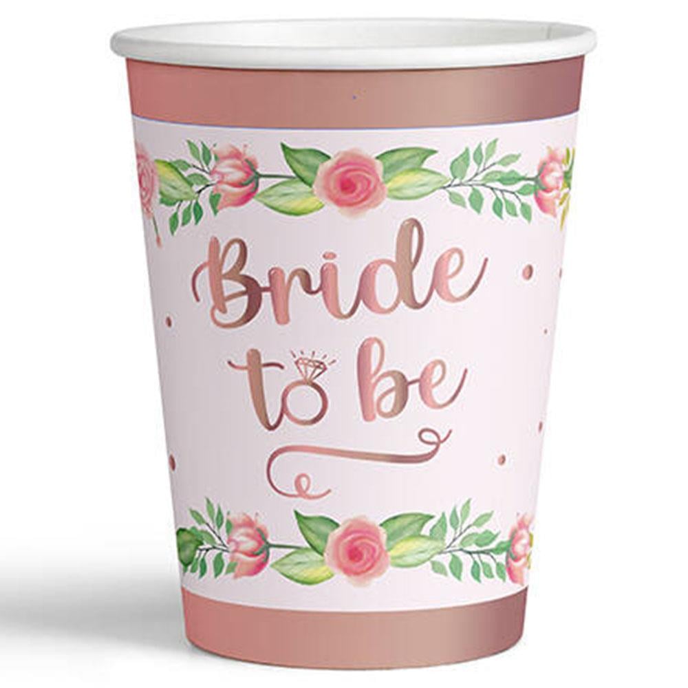 Rose Gold Bride To Be Baskılı Pembe Karton Bardak 8'li