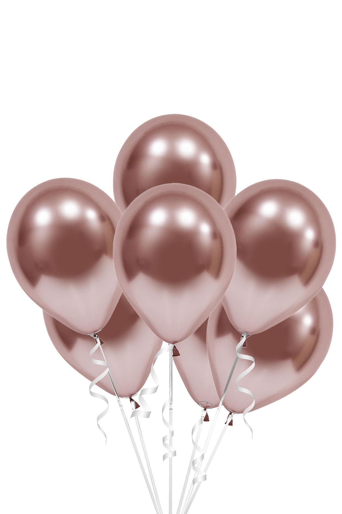 Rose Gold Metalik Krom Lateks Balon 10'lu