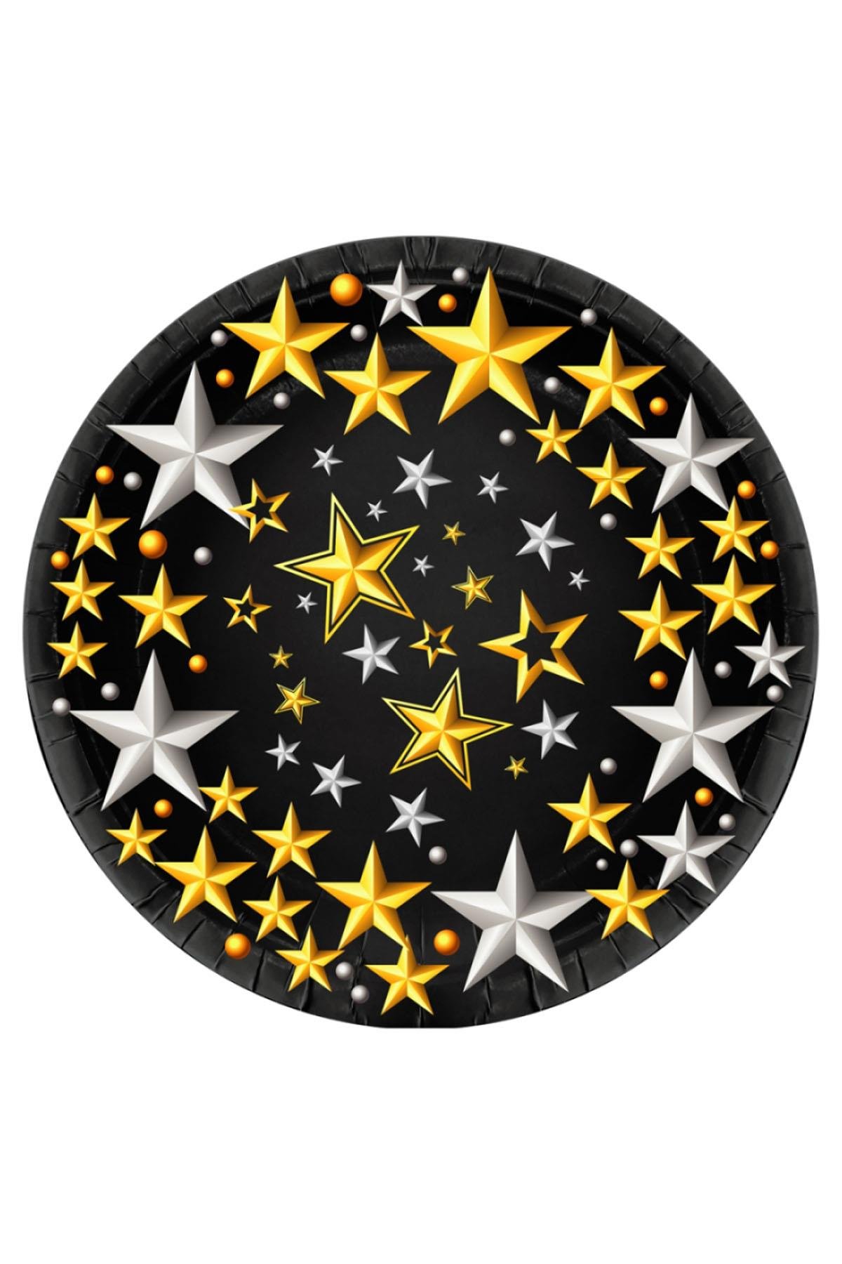 Samanyolu Siyah Karton Tabak 23 cm 8'li