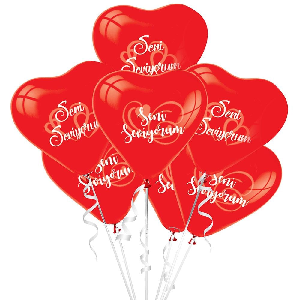 Seni Seviyorum Baskılı Kırmızı Lateks Balon 10'lu