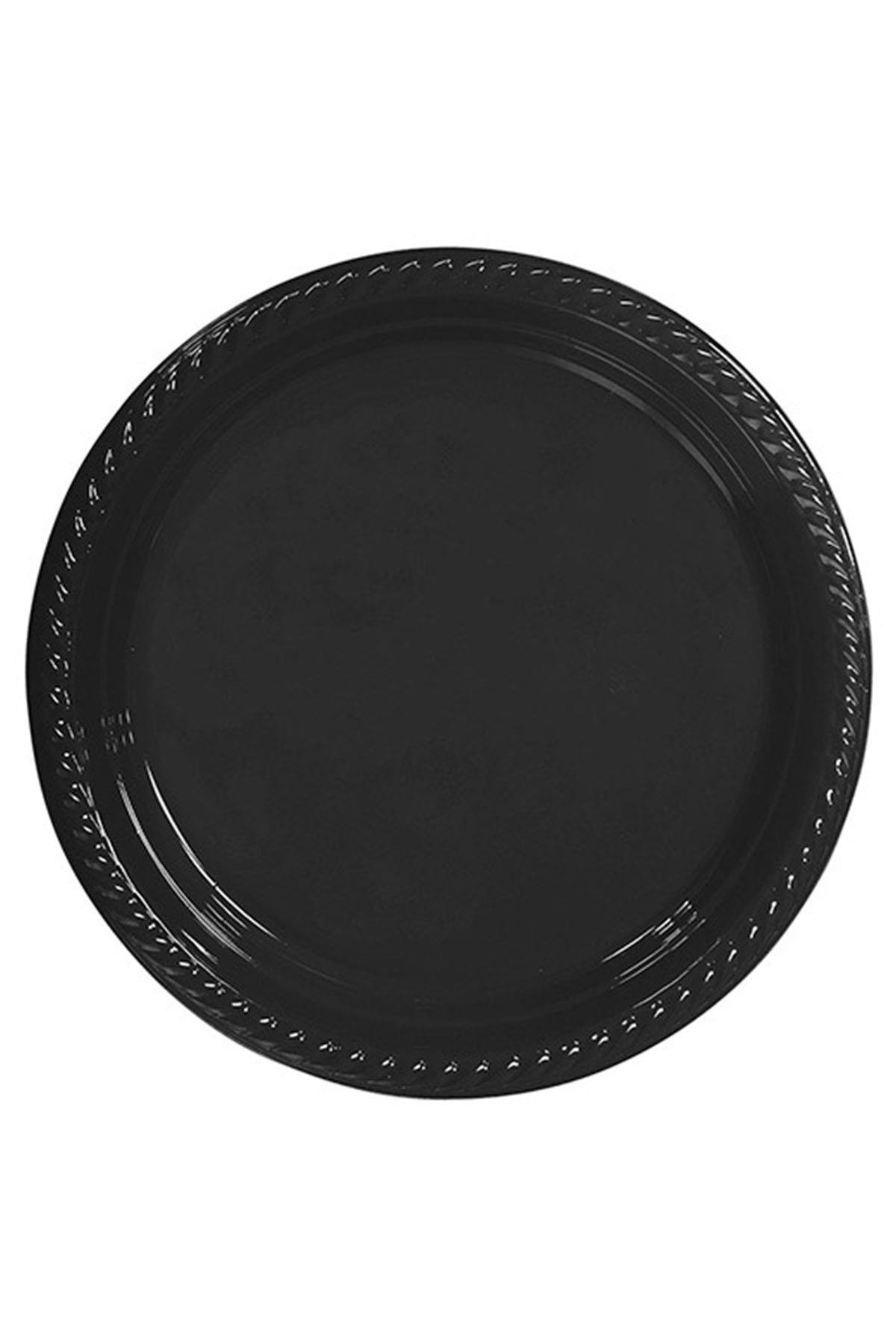 Siyah Plastik Tabak 22 cm 24'lü