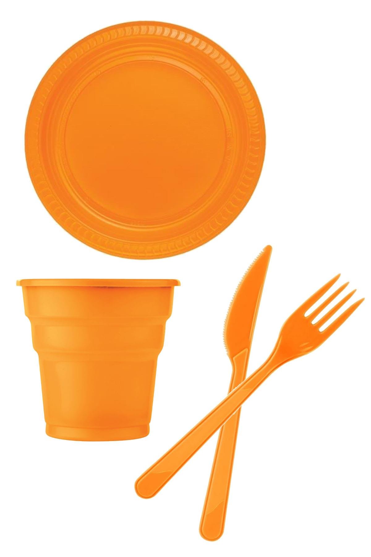 Turuncu Plastik Sofra Seti 24 Kişilik