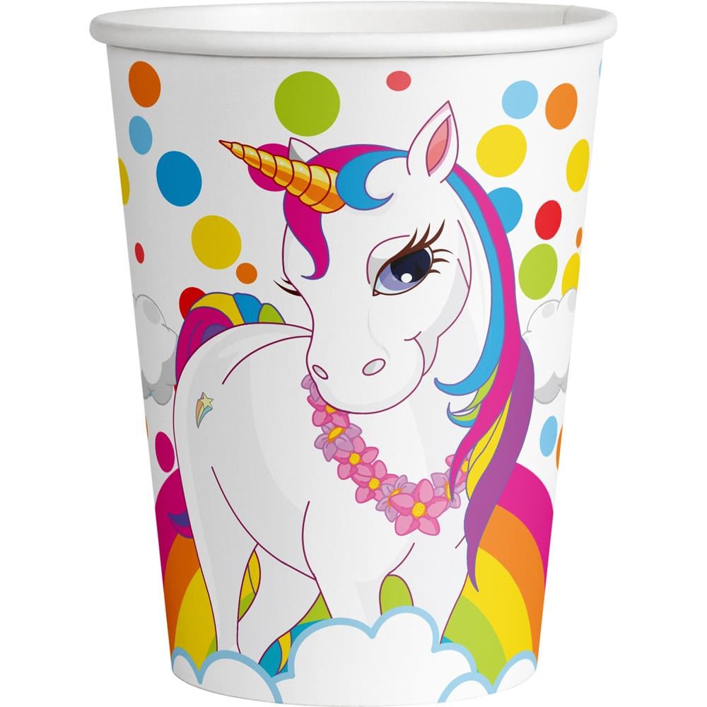 Unicorn Rainbow Karton Bardak 8'li