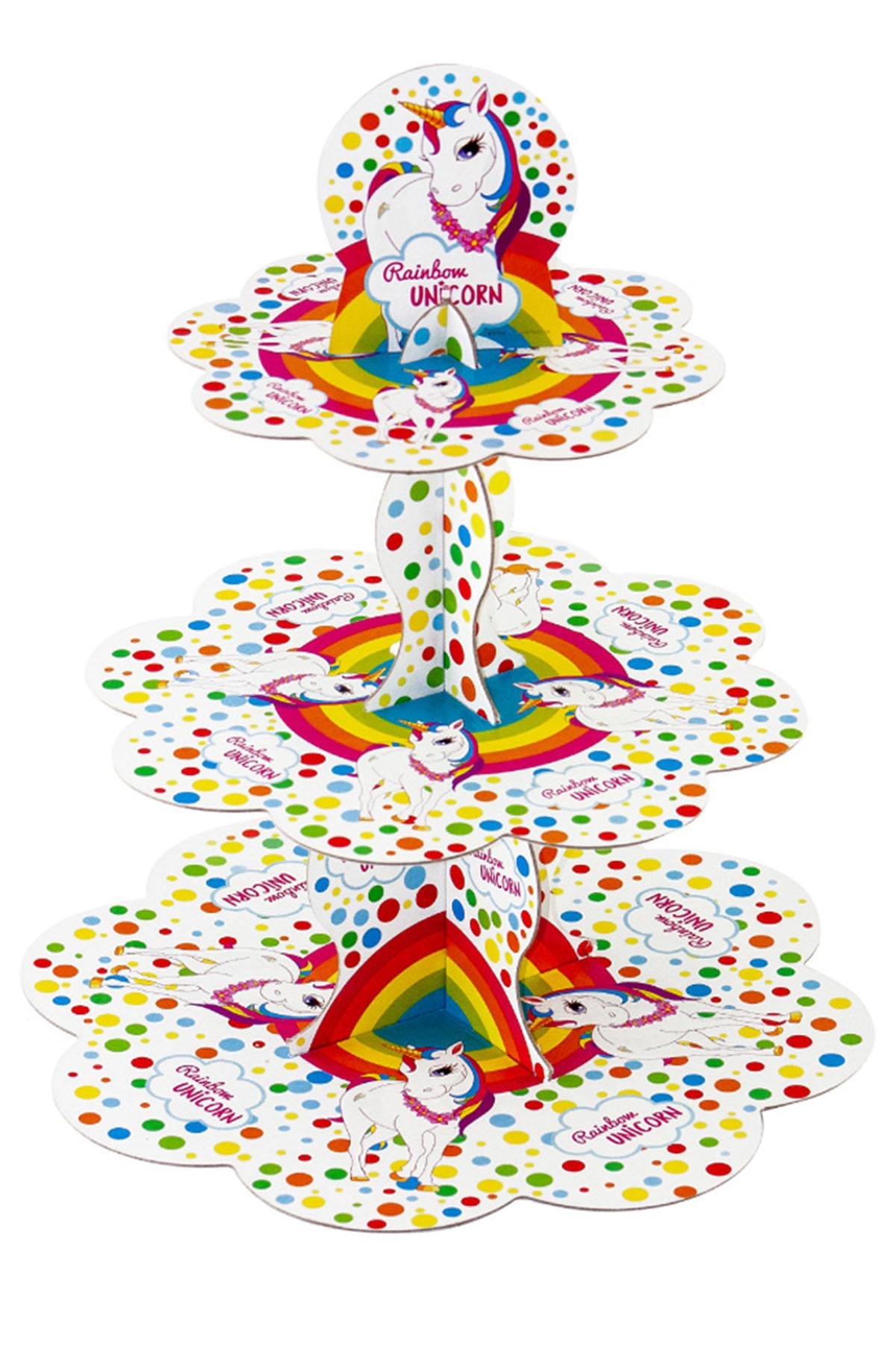 Unicorn Rainbow Lisanslı Cupcake Standı