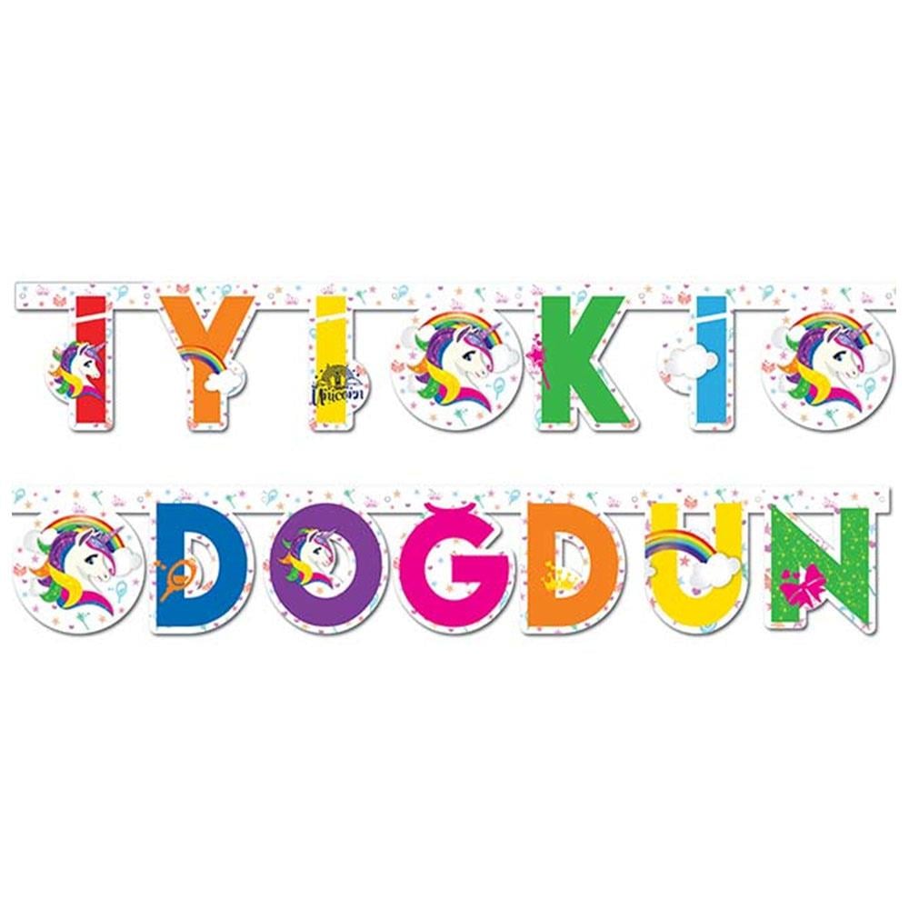 Unicorn Renkli İyi ki Doğdun Harf Afiş