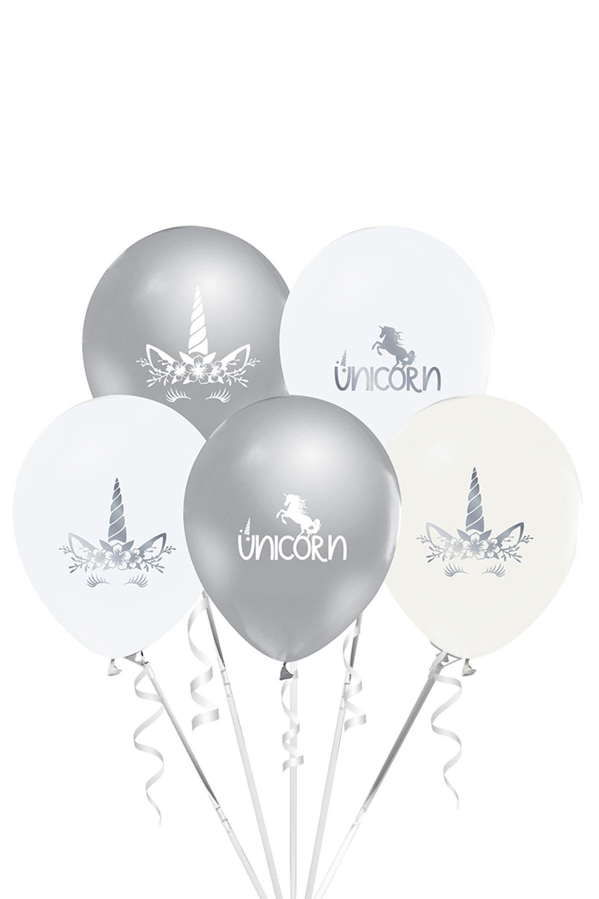 Unicorn Silver Baskılı Lateks Balon 10'lu
