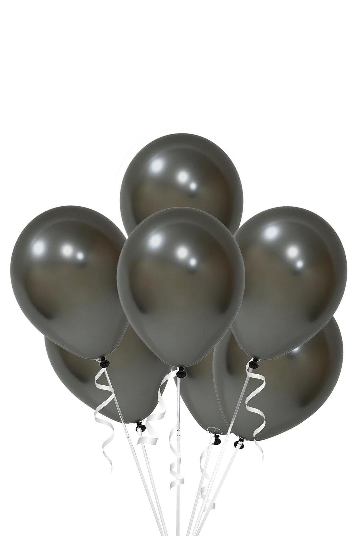 Uzay Gri Metalik Krom Lateks Balon 10'lu