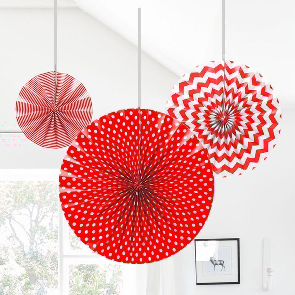 Yelpaze Süs Seti 3'lü Kırmızı