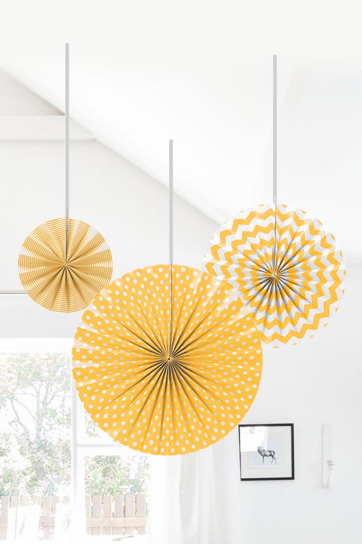 Yelpaze Süs Seti 3'lü Sarı