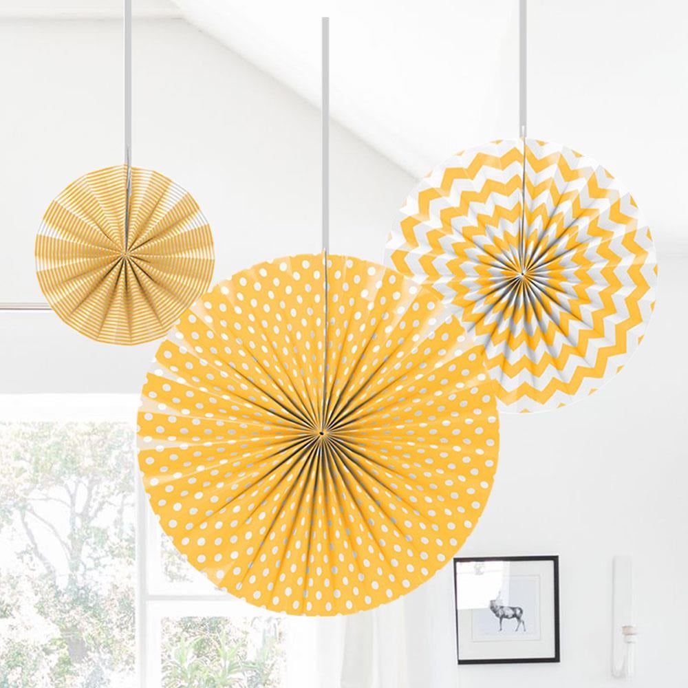 Yelpaze Süs Seti 3'lü Sarı