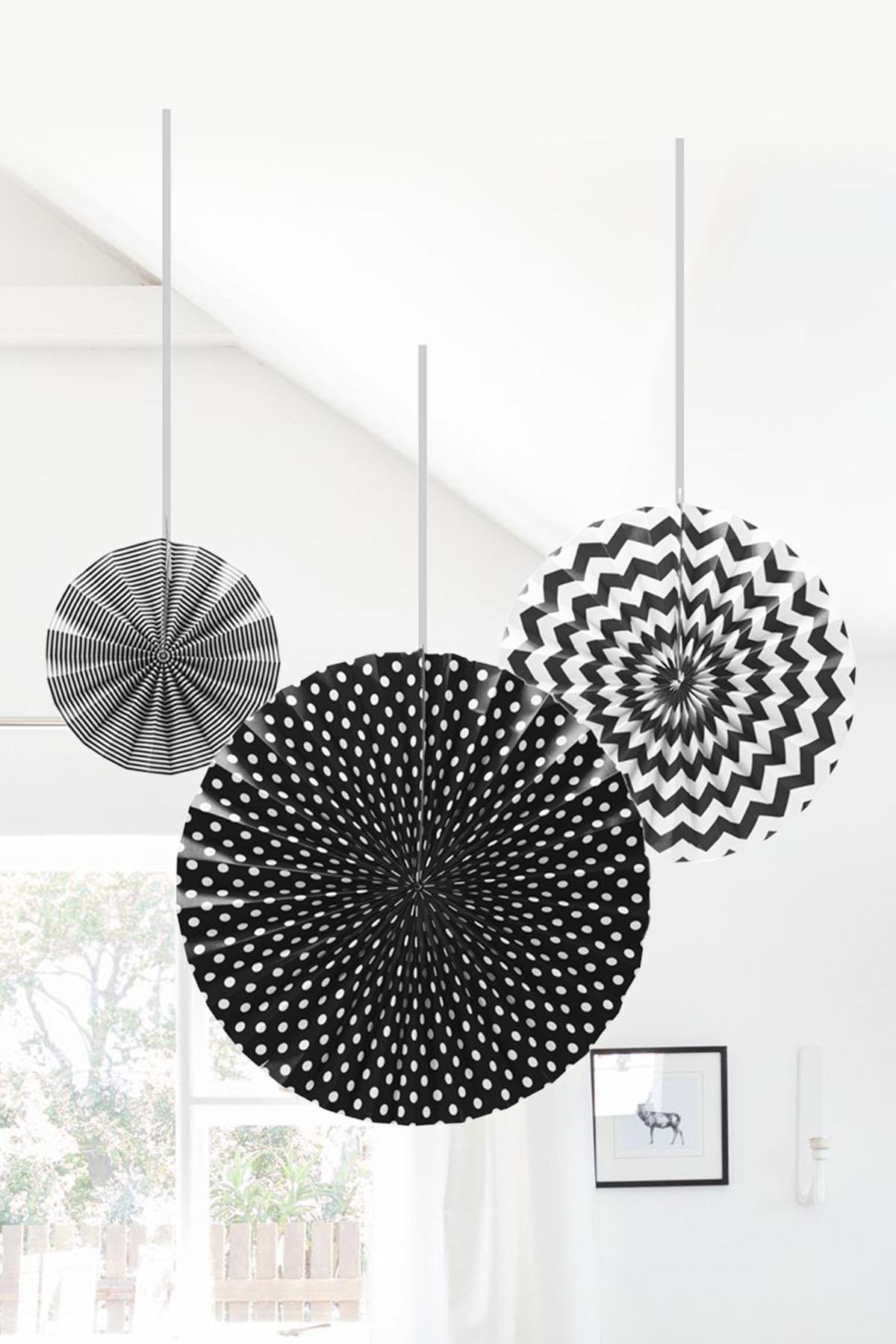 Yelpaze Süs Seti 3'lü Siyah