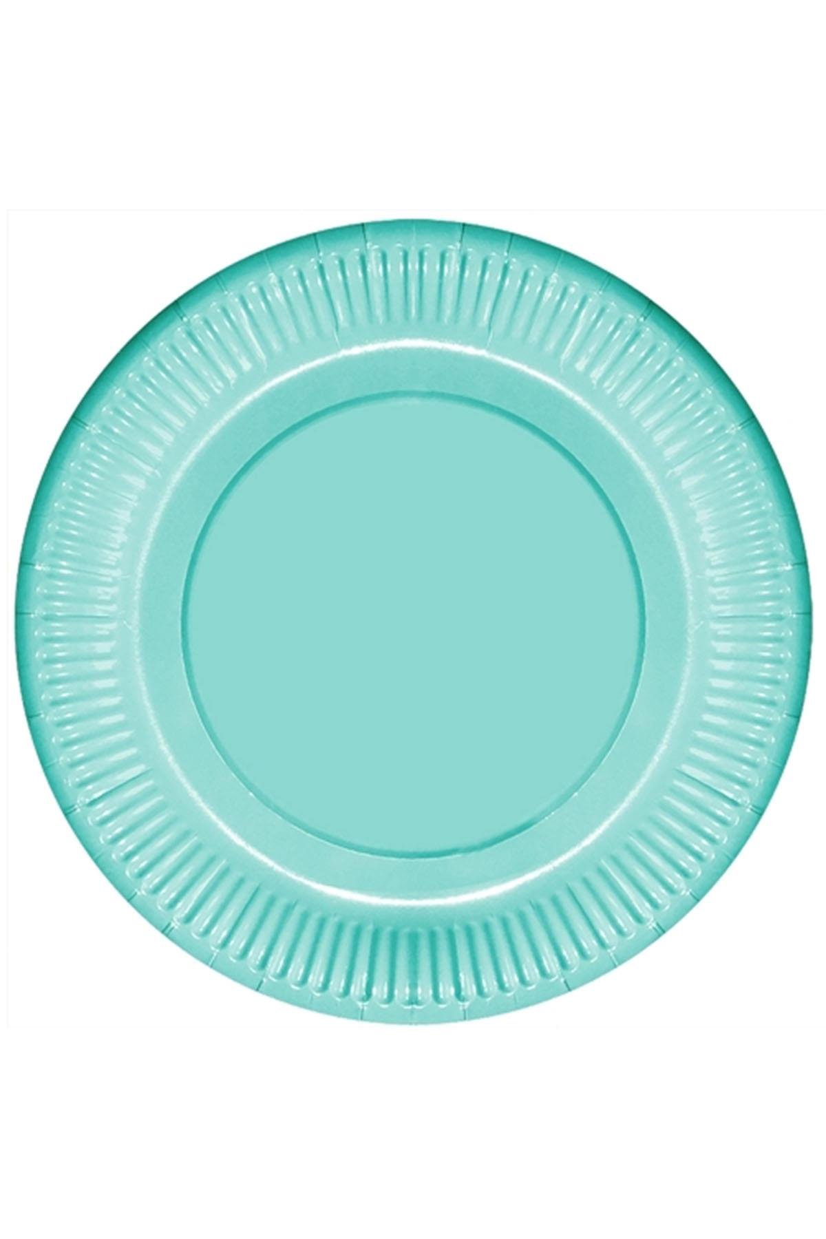 Yeşil Makaron Karton Tabak 23 cm 8'li