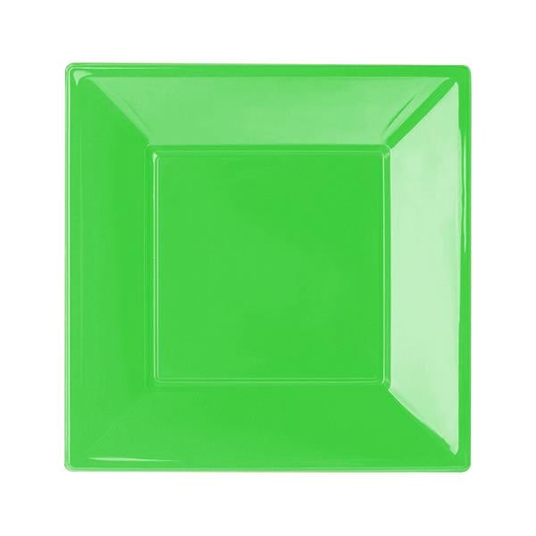Yeşil Plastik Kare Tabak 23 cm 8'li