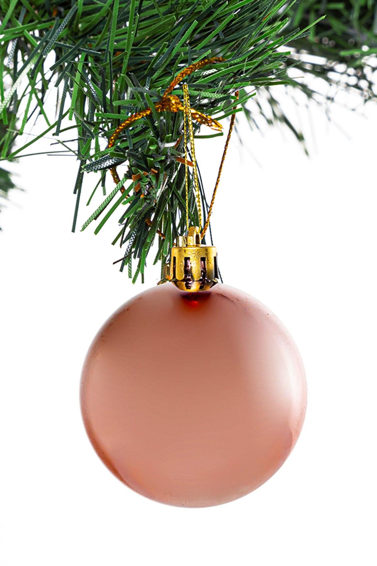 Yılbaşı Çam Ağacı Süsü Rose Gold Top 6 cm 6'lı