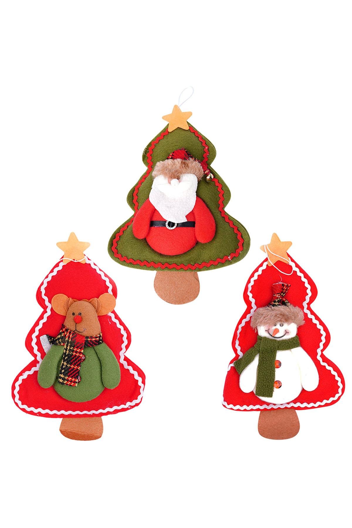 Yılbaşı Çam Ağaçlı Noel Baba - Kardan Adam - Geyik Süs Seti