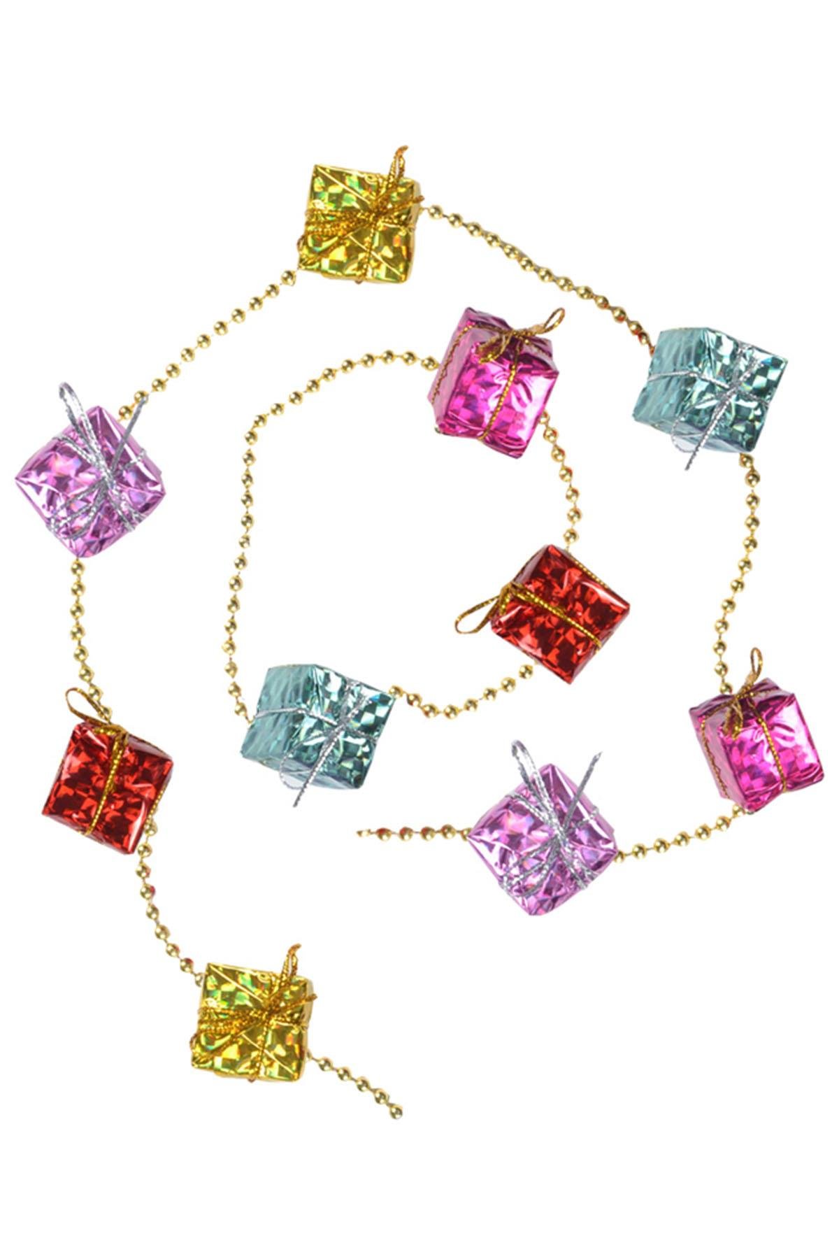 Yılbaşı Hediye Paketi Zincir Garland Süs 100 cm