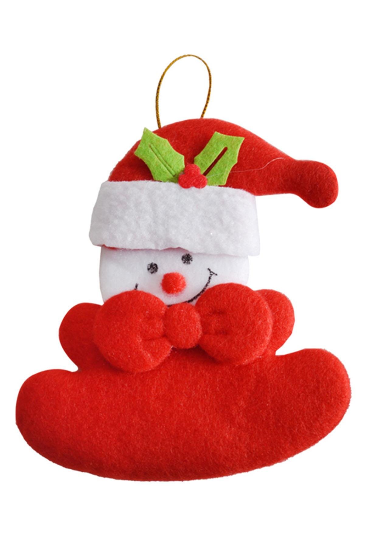 Yılbaşı Kardan Adam Kırmızı Asma Süs 10 cm