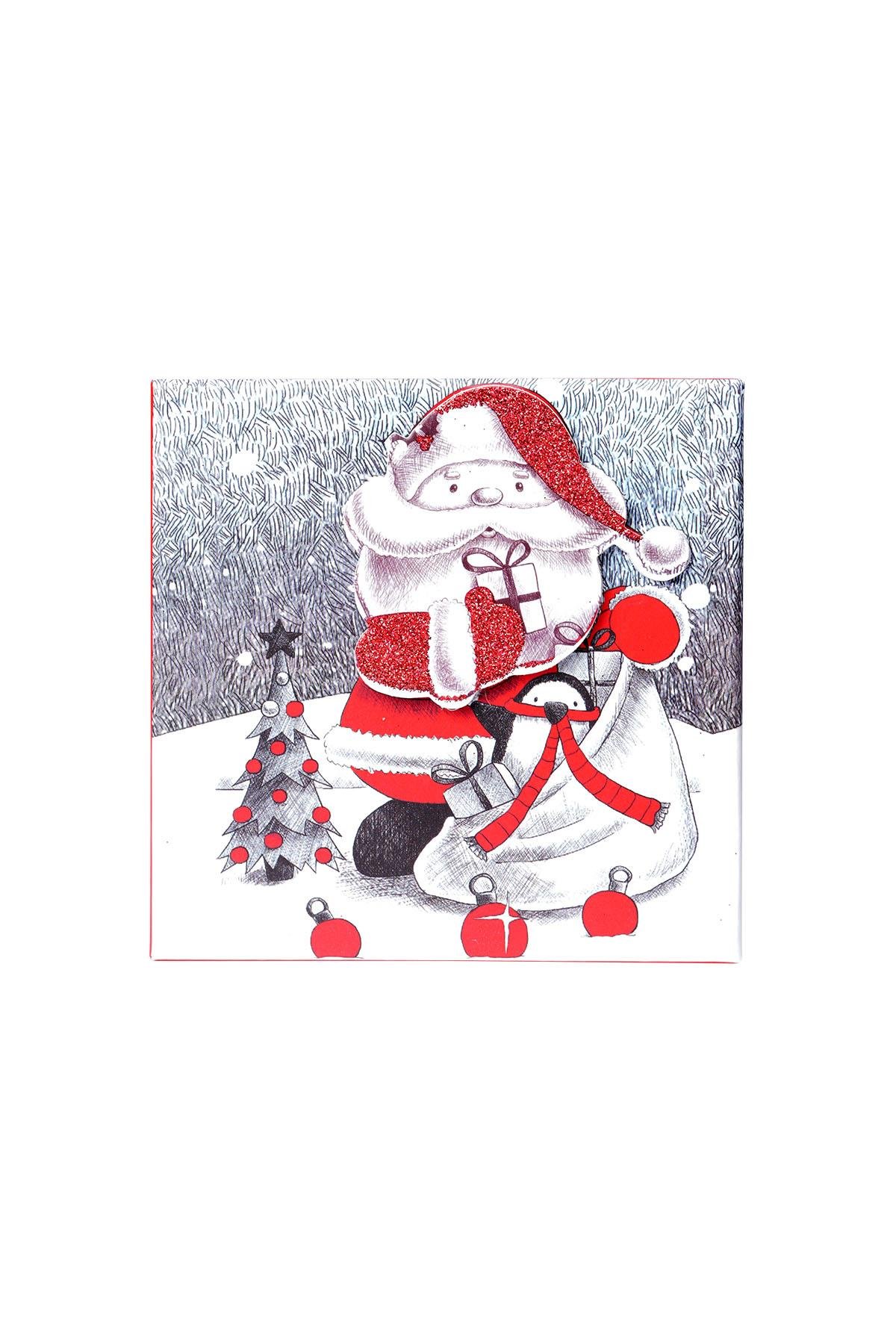 Yılbaşı Noel Baba ve Çam Ağacı Motifli Hediye Kutusu 10x7 cm