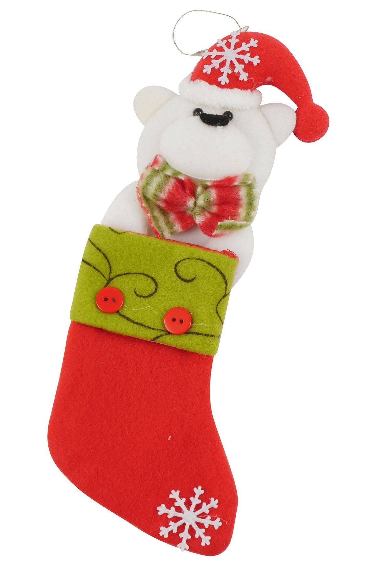 Yılbaşı Sevimli Ayıcık Dekor Çorap