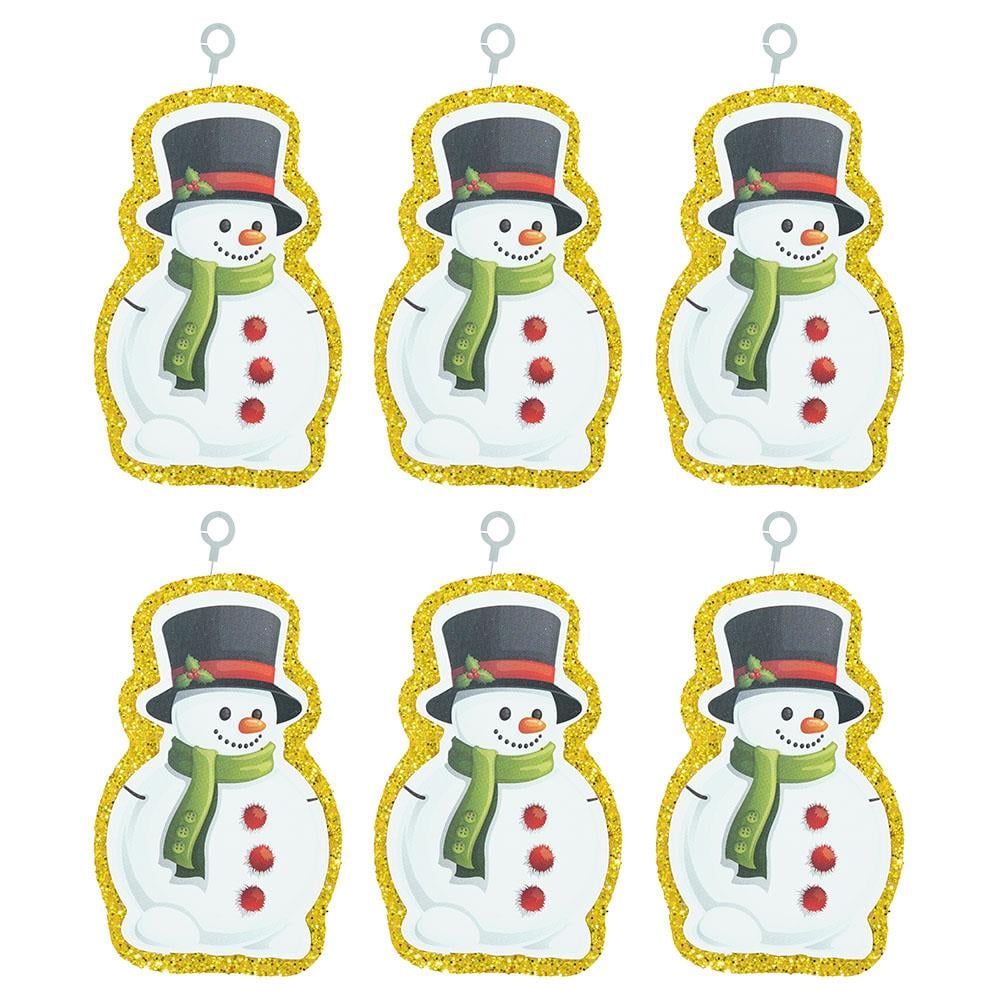 Yılbaşı Simli Kardan Adam Strafor Süs Altın 6'lı