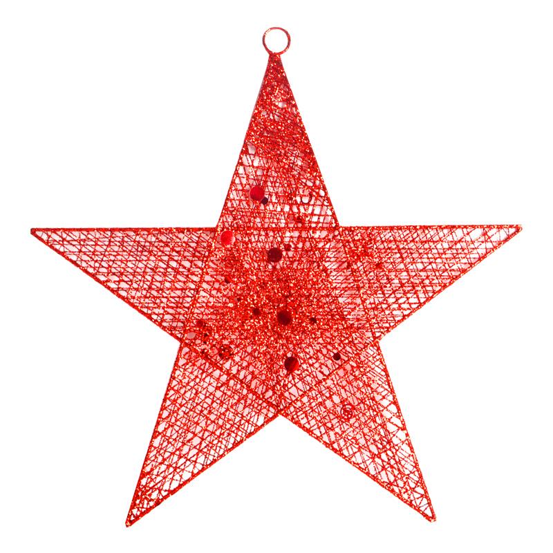 Yılbaşı Yıldız Dekor Süs Kırmızı Simli 50 cm