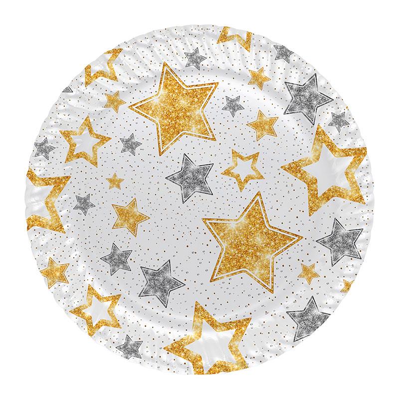 Yıldızlar Beyaz Karton Tabak 23 cm 8'li