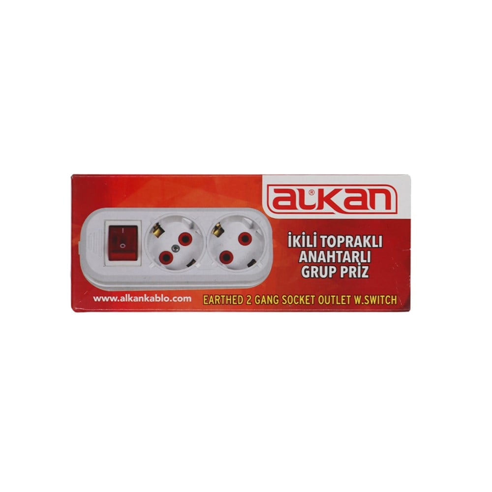 Alkan 2 Li Anahtarlı Topraklı Grup Priz Klemensli