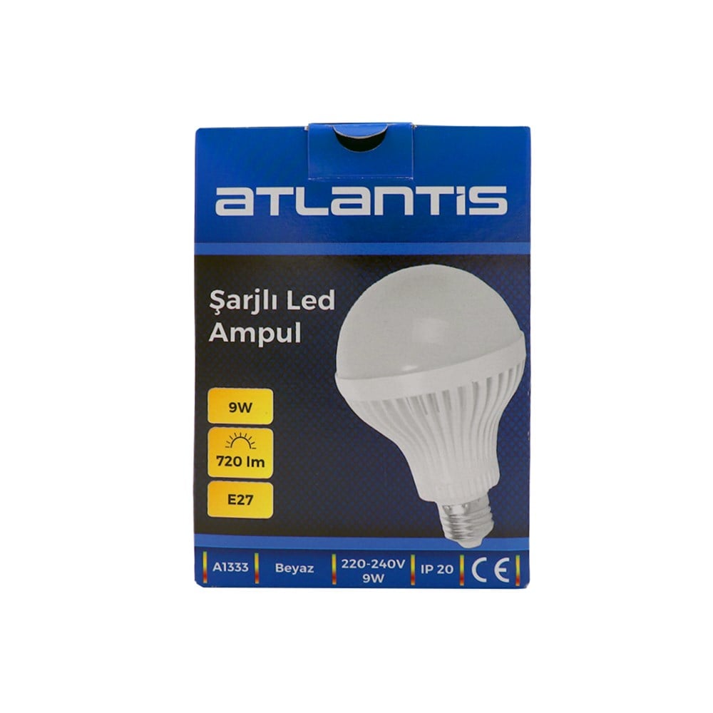 Atlantis Akülü Şarjlı Led Ampul Beyaz 9W E27