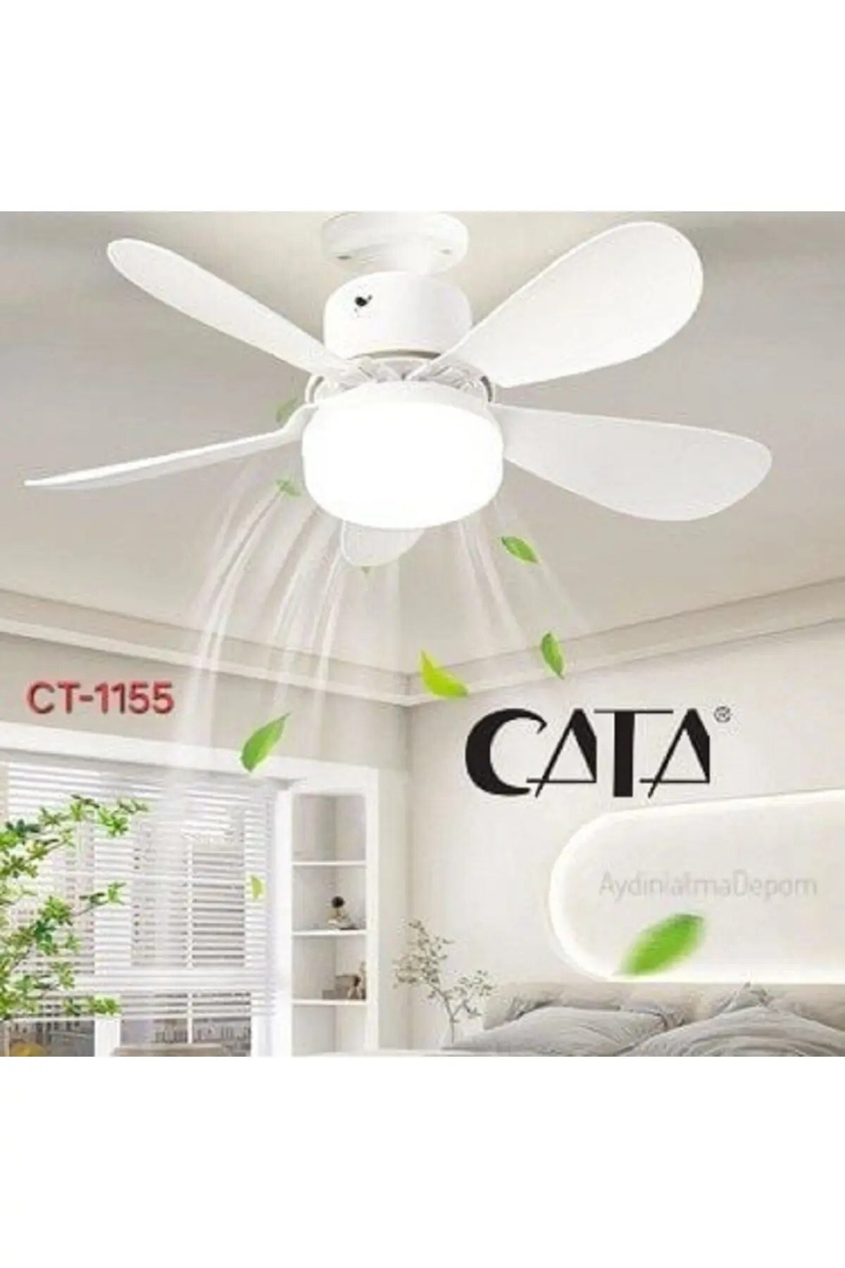 Cata CT-1155 Karayel 82W 5 Kanatlı 3 Renk LED’li Dimmerli Kumandalı Tavan Vantilatörü
