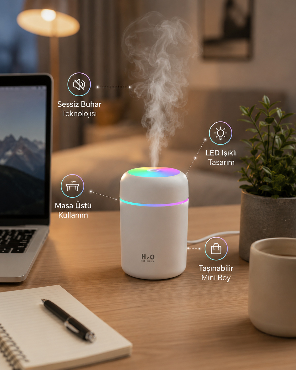 İbico Hava Nemlendirici Usb Led Işıklı İ11-018