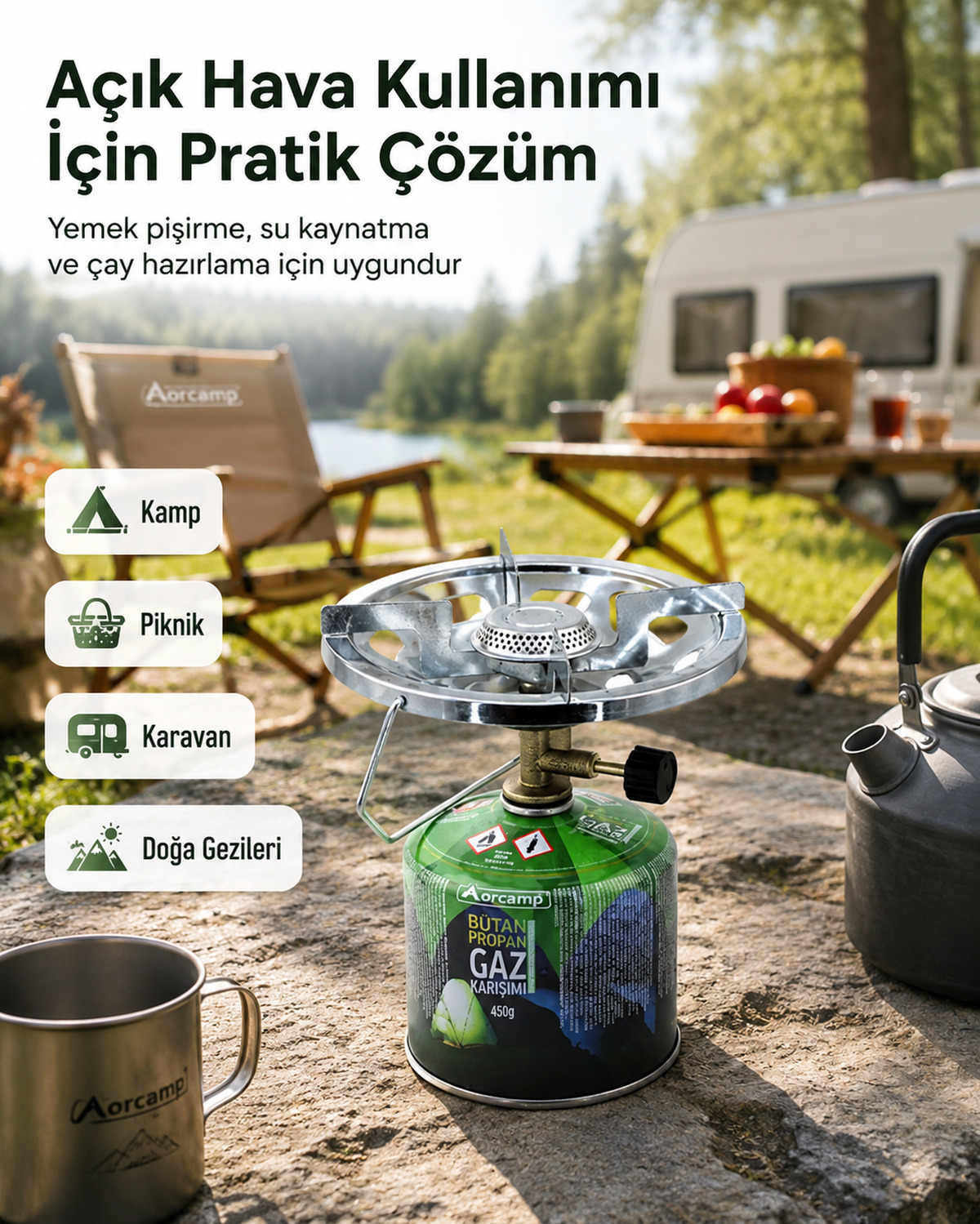 Orcamp Siboplu Kamp Ocağı+450 Gr Tüp K-500/450