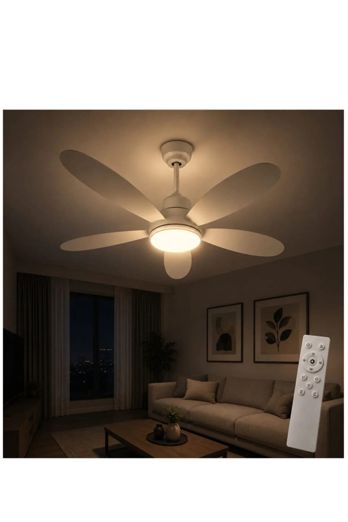 Panther Eco Fan Light 3in1 Kumandalı Led Tavan Vantilatörü 15w, 3 Hızlı, 6 Kanatlı, Beyaz