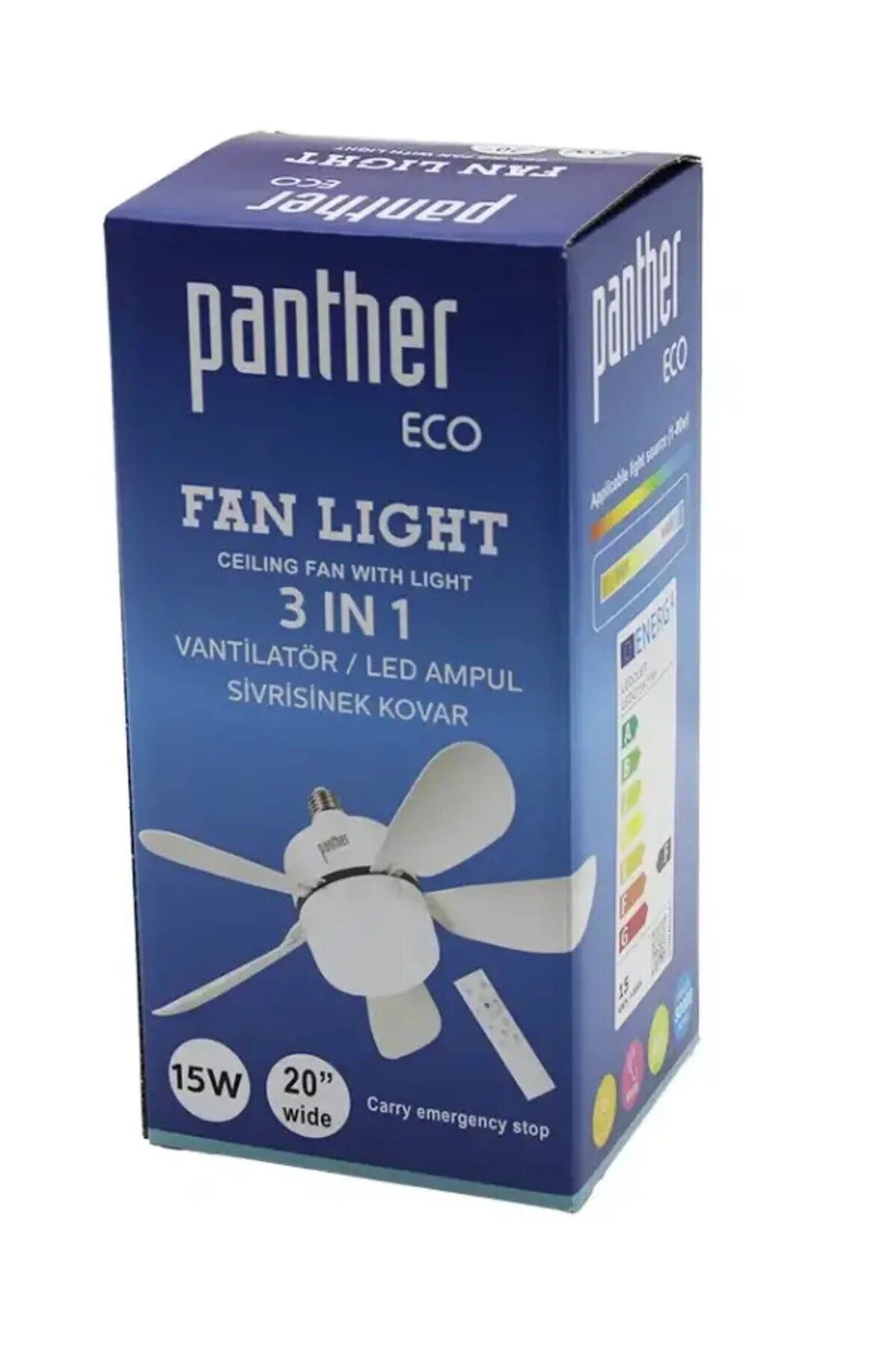 Panther Eco Fan Light 3in1 Kumandalı Led Tavan Vantilatörü 15w, 3 Hızlı, 6 Kanatlı, Beyaz