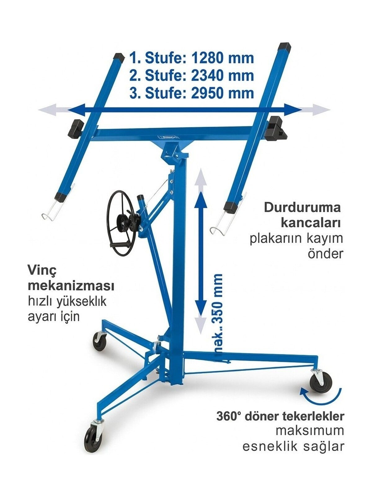 Scheppach Tbl400 Alçıpan Montaj Ve Yük Kaldırma Standı 68 Kg Taşıma Kapasiteli Yük Asansörü