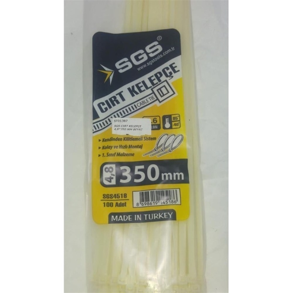 Sgs Cırt Kelepçe 4,8 X 350 Mm Beyaz