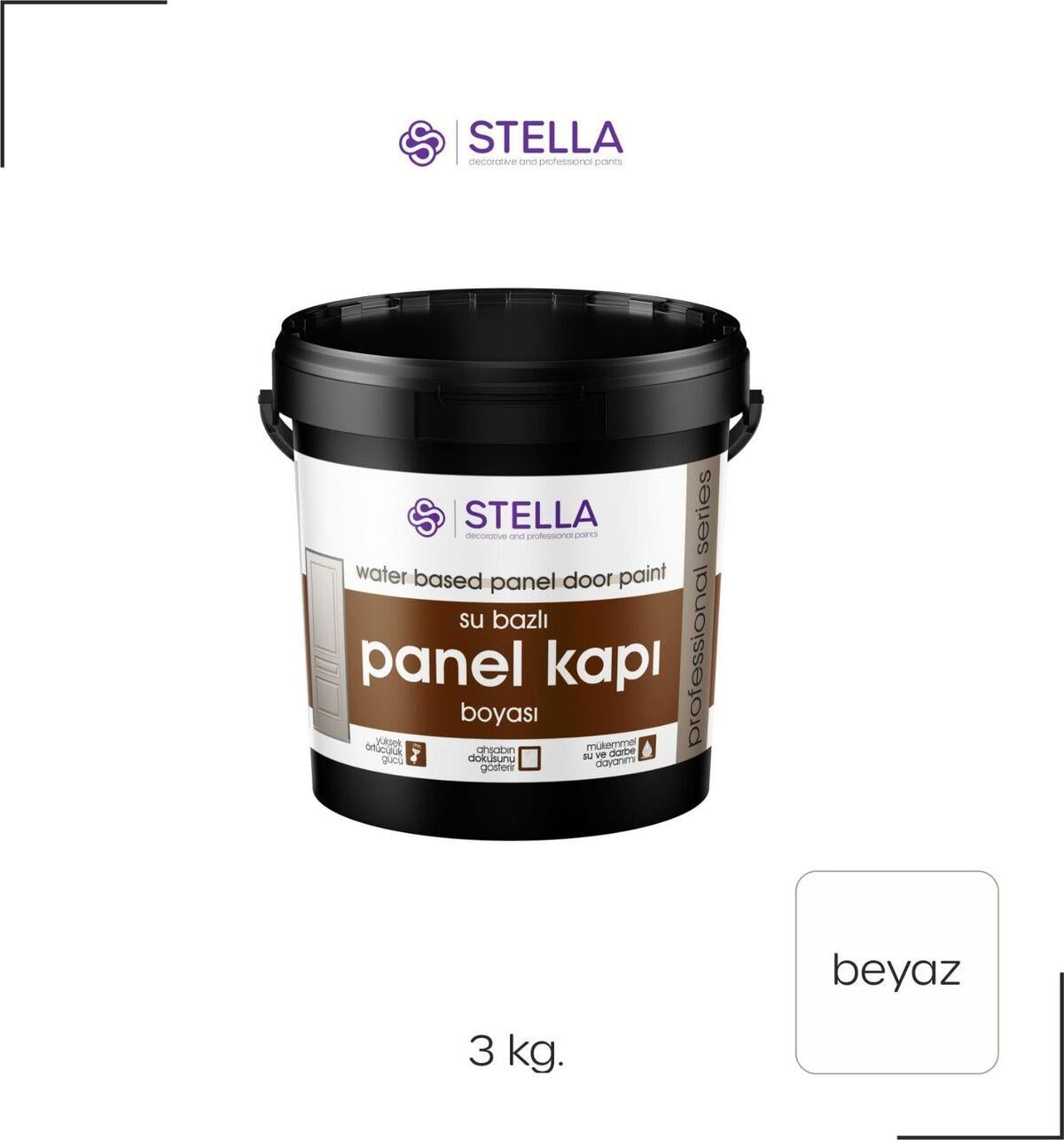 Stella Su Bazlı Panel Kapı Boyası Beyaz 3 Kg