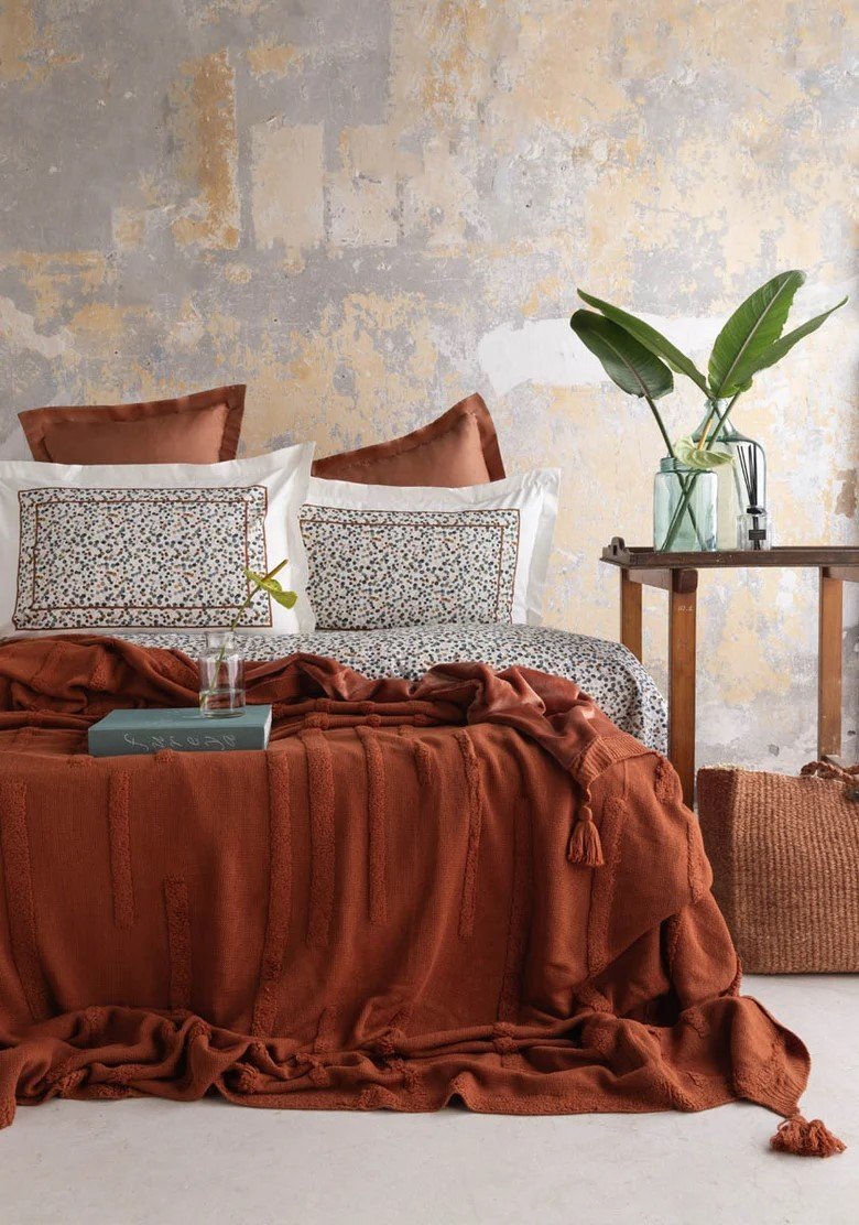 APRICITAS HOME C.K TRIKOLU BATTANIYELI SET STAMPINO TERRACOTTA