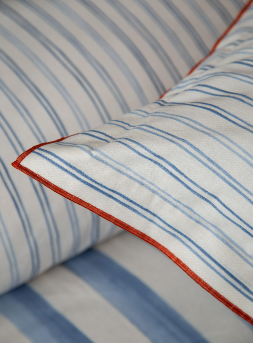 APRICITAS HOME C.K MUSLIN YATAK ORTULU NEVRESIM SET STRIPE MAVI