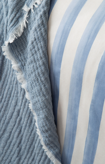 APRICITAS HOME C.K MUSLIN YATAK ORTULU NEVRESIM SET STRIPE MAVI