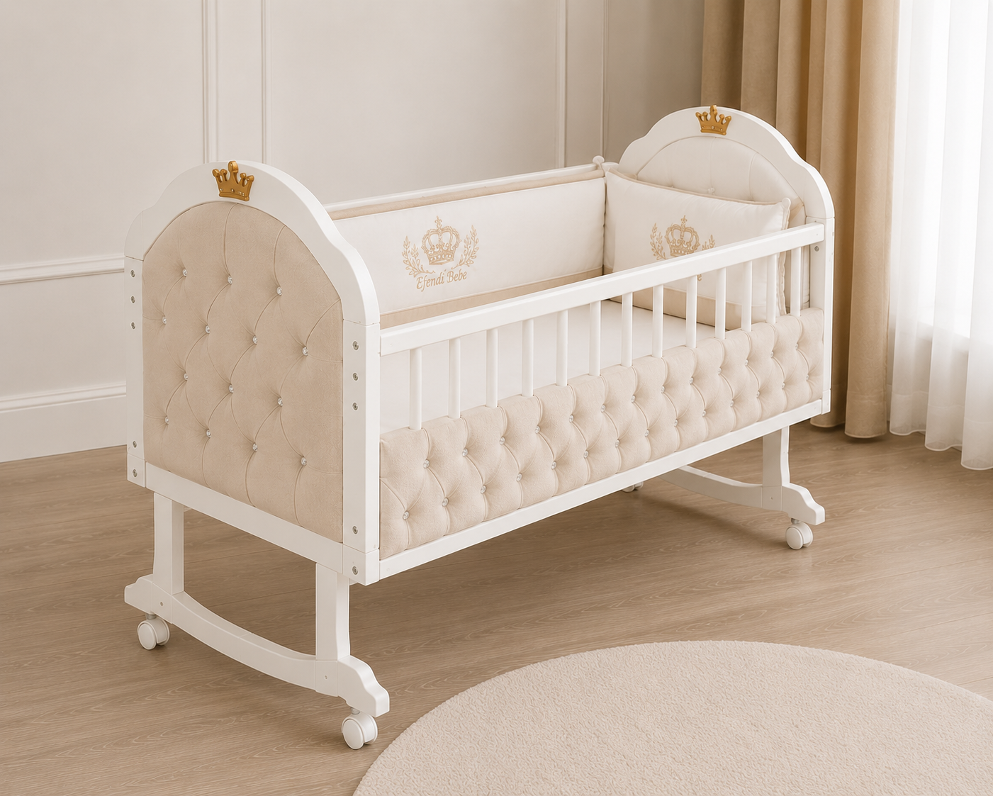 EFENDI BEBE 60X120 YUYA AYAKLI KAPITONELI BESIK