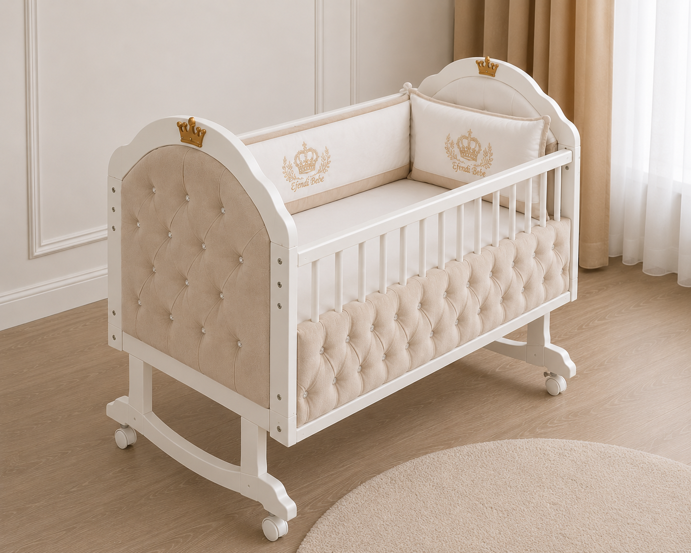 EFENDI BEBE 60X120 YUYA AYAKLI KAPITONELI BESIK