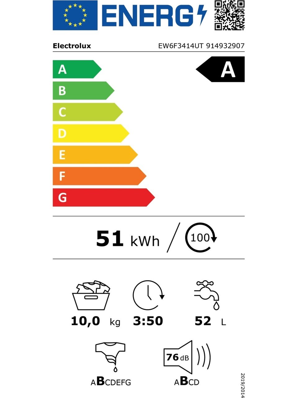ELECTROLUX EW6F3414UT 10KG 1400 DEVIR ON YUKLEMELI CAMASIR MAKINASI