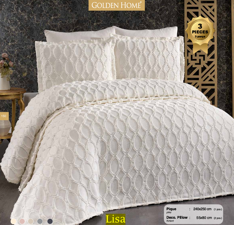 GOLDEN HOME LISA CIFT KISILIK PIKE TAKIMI KREM