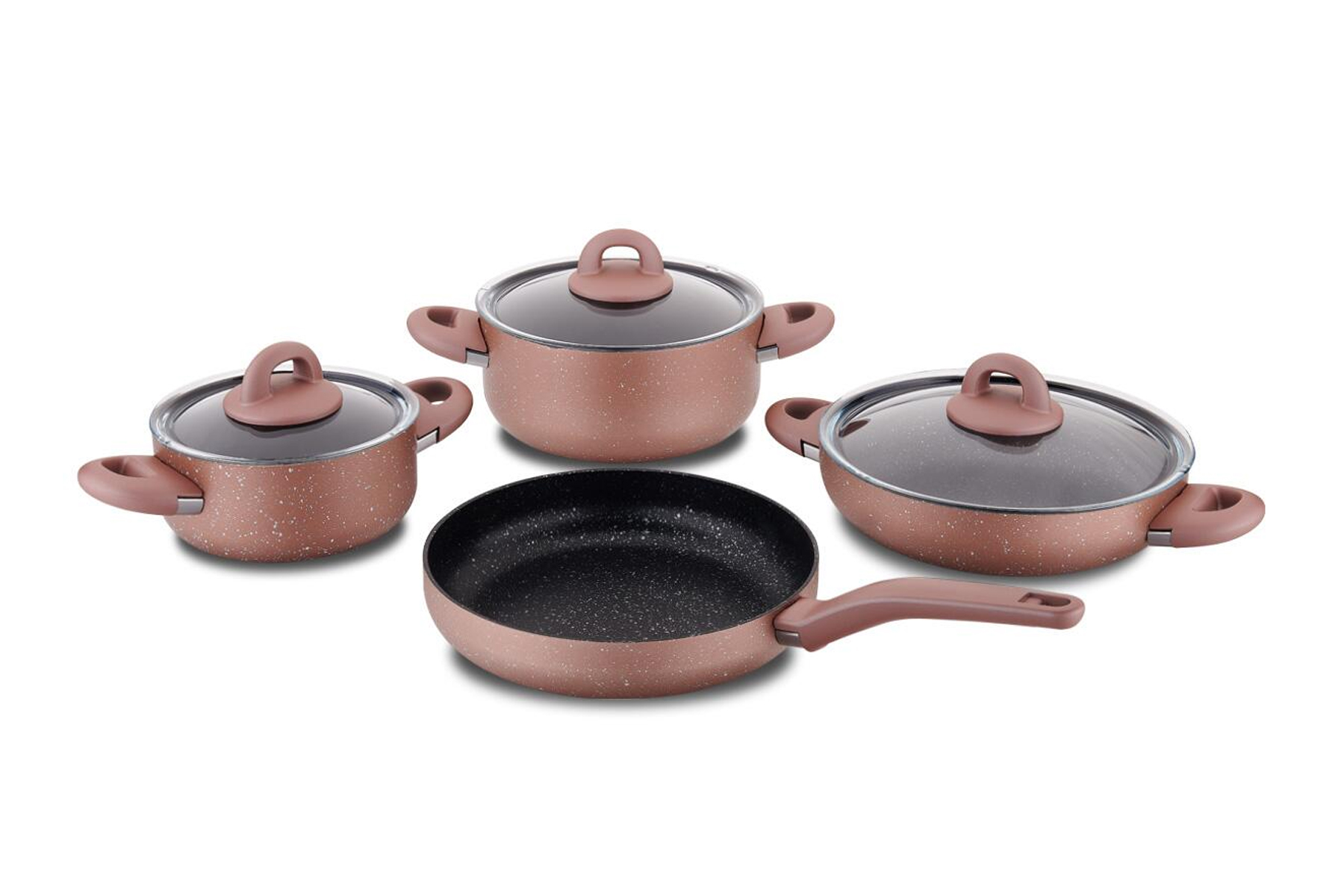 KORKMAZ A2894 BELLA GRANIT 7 PARCA TENCERE SETI ROSEGOLD