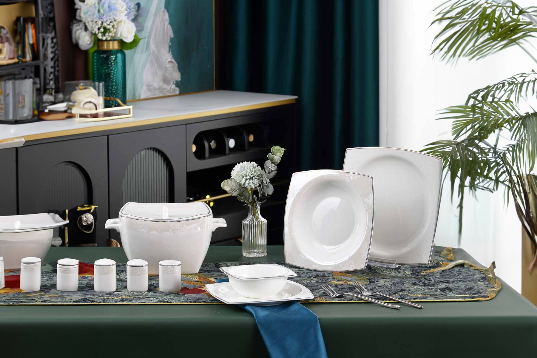 KORKMAZ A8464 BONE SEL 60 PARCA YEMEK TAKIMI ( KARE )