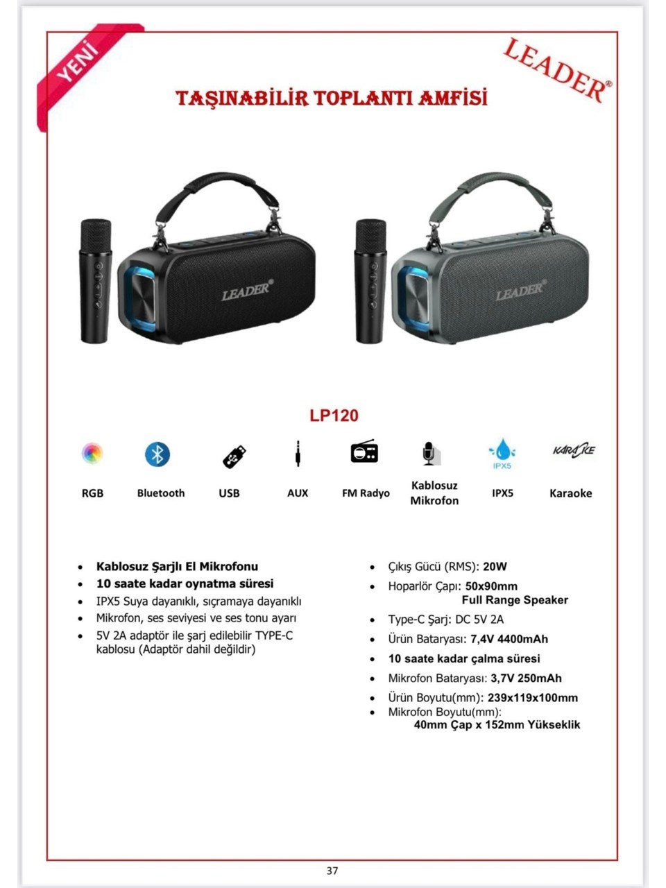 LEADER LP120 SARZLI SES SISTEMI