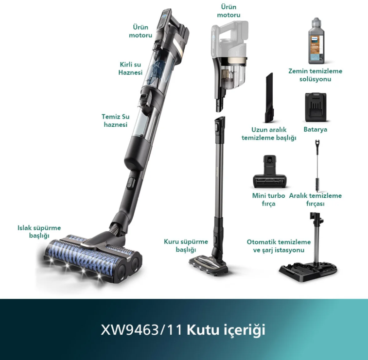 PHILIPS XW-9463/11 KABLOSUZ DIK SUPURGE